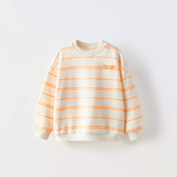 Zara Other - Zara Kids Cream and Orange Striped sweatshirt 2T